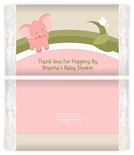 Elephant Baby Pink - Personalized Popcorn Wrapper Baby Shower Favors