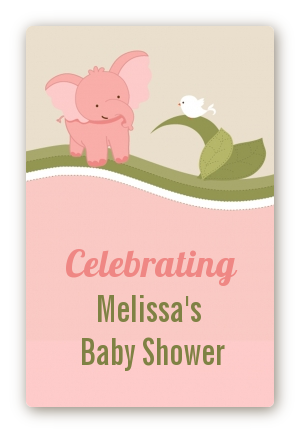 Elephant Baby Pink - Custom Large Rectangle Baby Shower Sticker/Labels