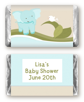 Elephant Baby Blue - Personalized Baby Shower Mini Candy Bar Wrappers