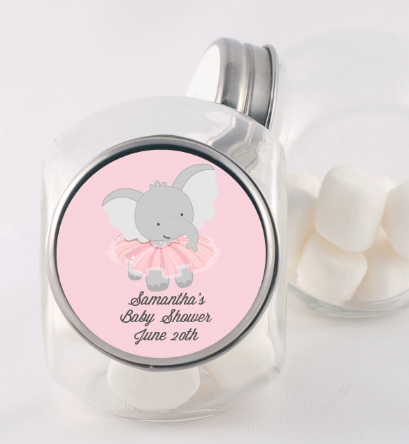 Elephant Pink Tutu - Personalized Baby Shower Candy Jar