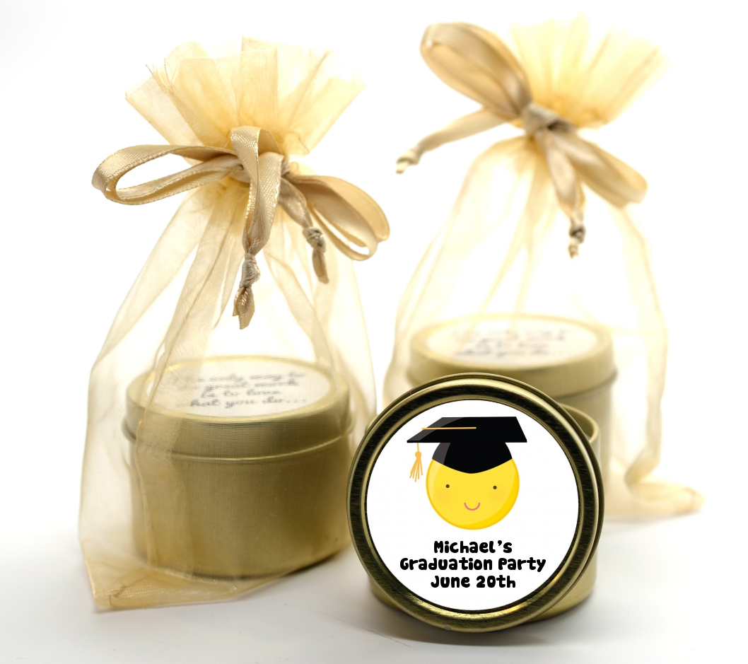 Emoji Graduate - Graduation Party Gold Tin Candle Favors