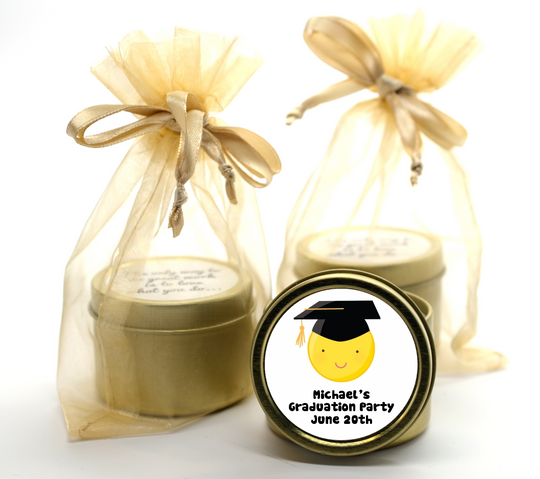 Emoji Graduate - Graduation Party Gold Tin Candle Favors