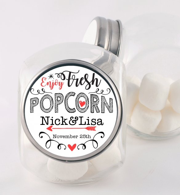 Enjoy Fresh Popcorn - Personalized Bridal Shower Candy Jar