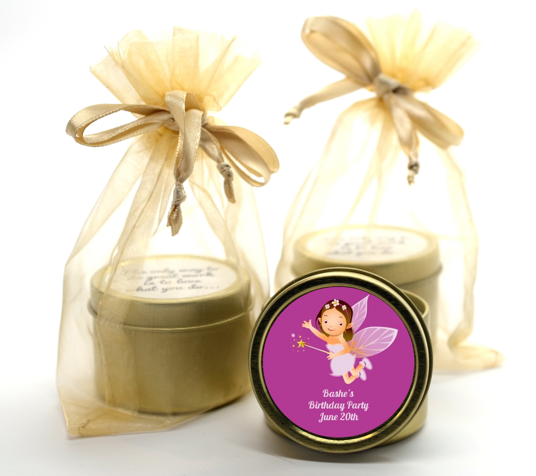 Fairy Princess - Birthday Party Gold Tin Candle Favors