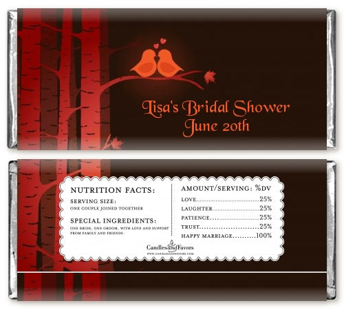 Fall Love Birds - Personalized Bridal Shower Candy Bar Wrappers