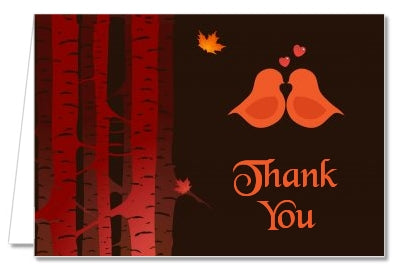 Fall Love Birds - Bridal Shower Thank You Cards
