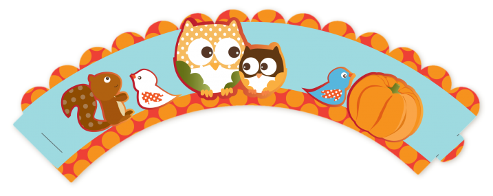 Owl - Fall Theme or Halloween - Baby Shower Cupcake Wrappers