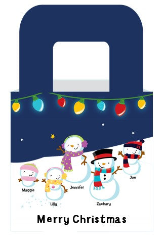 Snowman Family with Lights - Personalized Christmas Favor Boxes