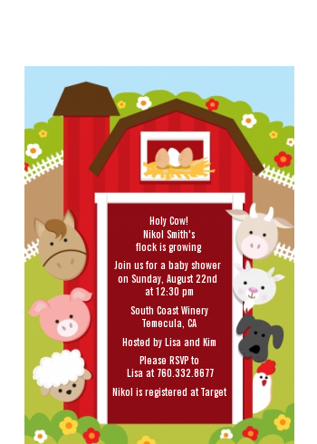 Farm Animals - Baby Shower Petite Invitations