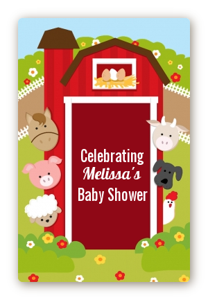 Farm Animals - Custom Large Rectangle Baby Shower Sticker/Labels