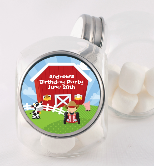 Farm Boy - Personalized Birthday Party Candy Jar