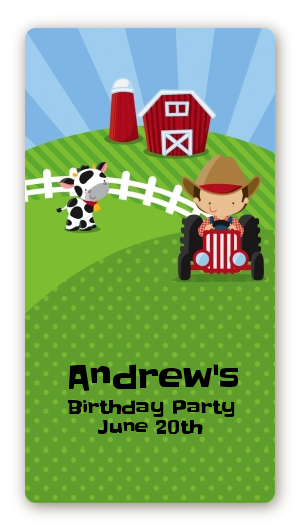 Farm Boy - Custom Rectangle Birthday Party Sticker/Labels
