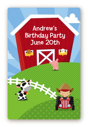 Farm Boy - Custom Large Rectangle Birthday Party Sticker/Labels