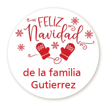 Feliz Navidad - Round Personalized Christmas Sticker Labels