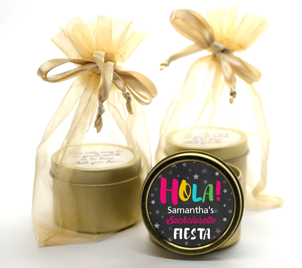 Fiesta - Bridal Shower Gold Tin Candle Favors