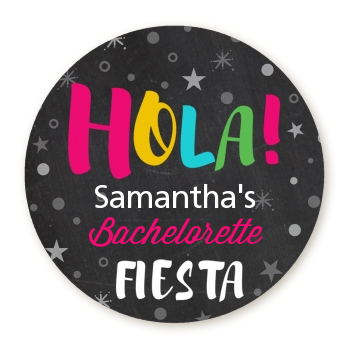 Fiesta - Round Personalized Bridal Shower Sticker Labels