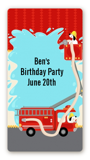 Fire Truck - Custom Rectangle Birthday Party Sticker/Labels