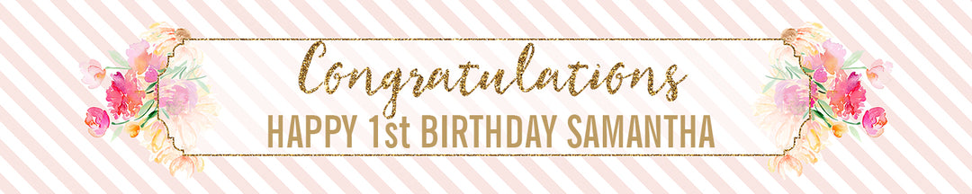 Fun to be One - 1st Birthday Girl - Personalized Birthday Party Banners
