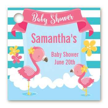 Flamingo - Personalized Baby Shower Card Stock Favor Tags