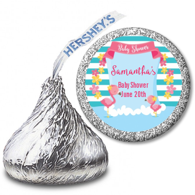 Flamingo - Hershey Kiss Baby Shower Sticker Labels