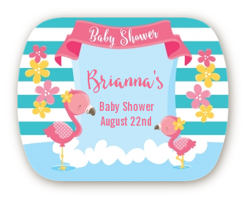 Flamingo - Personalized Baby Shower Rounded Corner Stickers