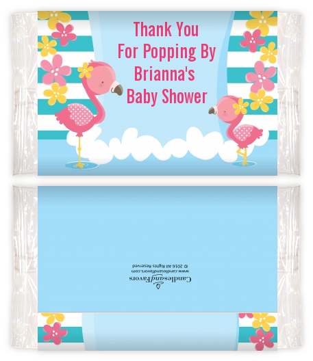 Flamingo - Personalized Popcorn Wrapper Baby Shower Favors