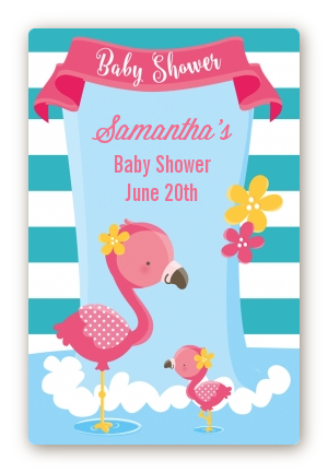 Flamingo - Custom Large Rectangle Baby Shower Sticker/Labels