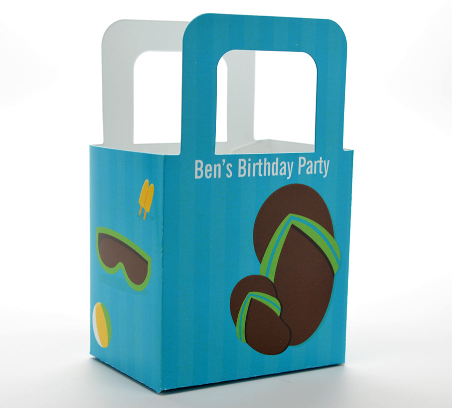 Flip Flops Boy Pool Party - Personalized Birthday Party Favor Boxes