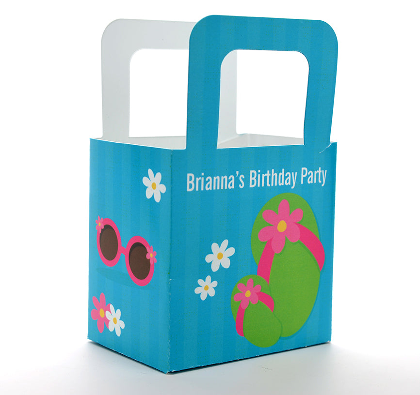 Flip Flops Girl Pool Party - Personalized Birthday Party Favor Boxes
