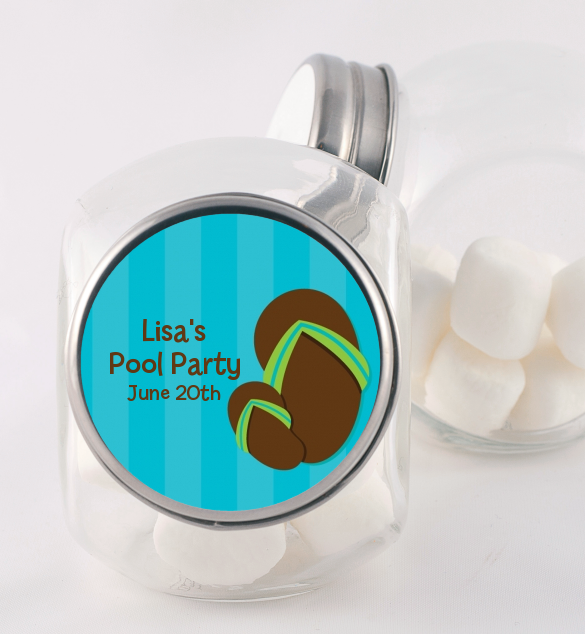 Flip Flops Boy Pool Party - Personalized Birthday Party Candy Jar