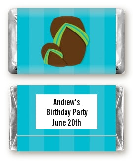 Flip Flops Boy Pool Party - Personalized Birthday Party Mini Candy Bar Wrappers