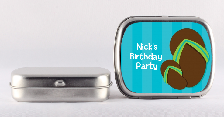 Flip Flops Boy Pool Party - Personalized Birthday Party Mint Tins