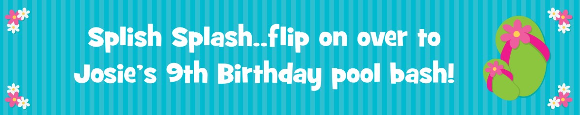 Flip Flops Girl Pool Party - Personalized Birthday Party Banners