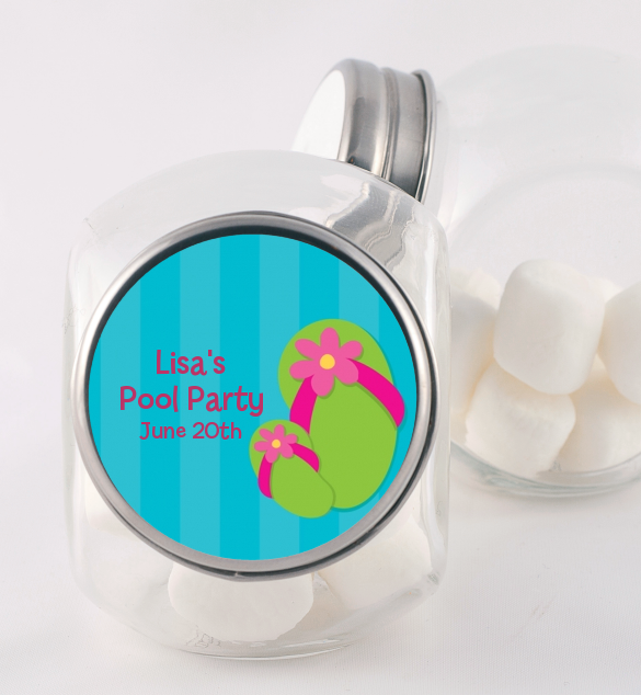 Flip Flops Girl Pool Party - Personalized Birthday Party Candy Jar