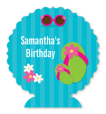 Flip Flops Girl Pool Party - Personalized Birthday Party Centerpiece Stand