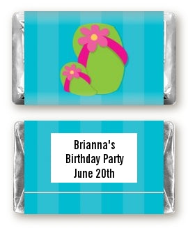 Flip Flops Girl Pool Party - Personalized Birthday Party Mini Candy Bar Wrappers