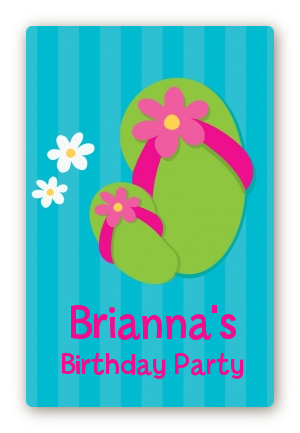 Flip Flops Girl Pool Party - Custom Large Rectangle Birthday Party Sticker/Labels