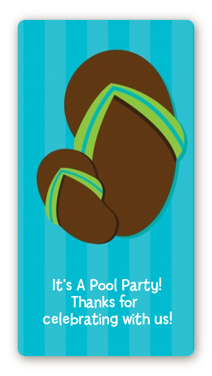 Flip Flops Boy Pool Party - Custom Rectangle Birthday Party Sticker/Labels