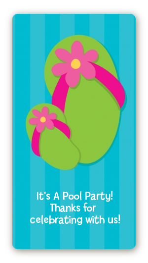 Flip Flops Girl Pool Party - Custom Rectangle Birthday Party Sticker/Labels
