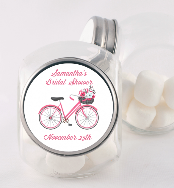 Floral Bicycle - Personalized Bridal Shower Candy Jar