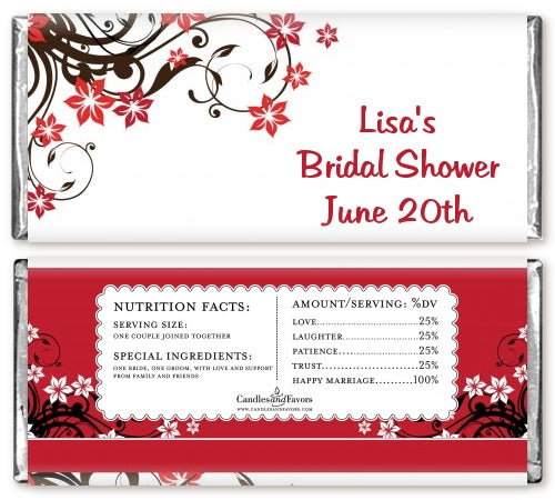 Floral Blossom - Personalized Bridal Shower Candy Bar Wrappers