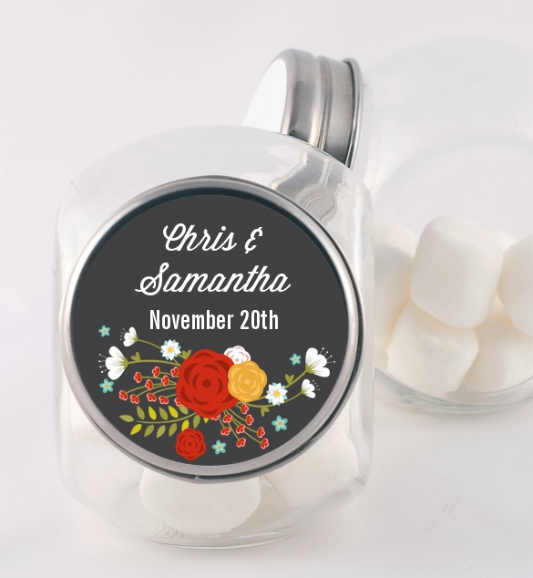 Floral Motif - Personalized Bridal Shower Candy Jar