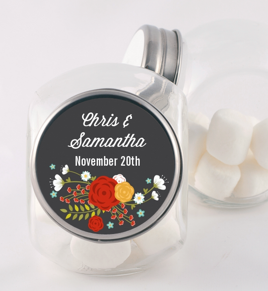 Floral Motif - Personalized Bridal Shower Candy Jar