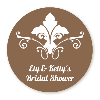 Fluer De Lis - Round Personalized Bridal Shower Sticker Labels