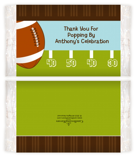 Football - Personalized Popcorn Wrapper Birthday Party Favors