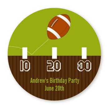 Football - Round Personalized Birthday Party Sticker Labels