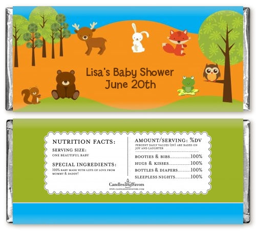 Forest Animals - Personalized Baby Shower Candy Bar Wrappers