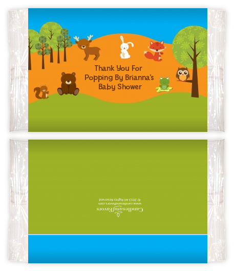 Forest Animals - Personalized Popcorn Wrapper Baby Shower Favors