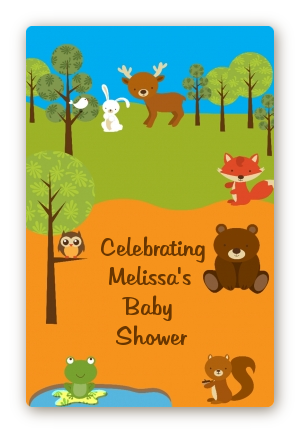 Forest Animals - Custom Large Rectangle Baby Shower Sticker/Labels