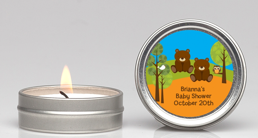 Forest Animals Twin Bears - Baby Shower Candle Favors